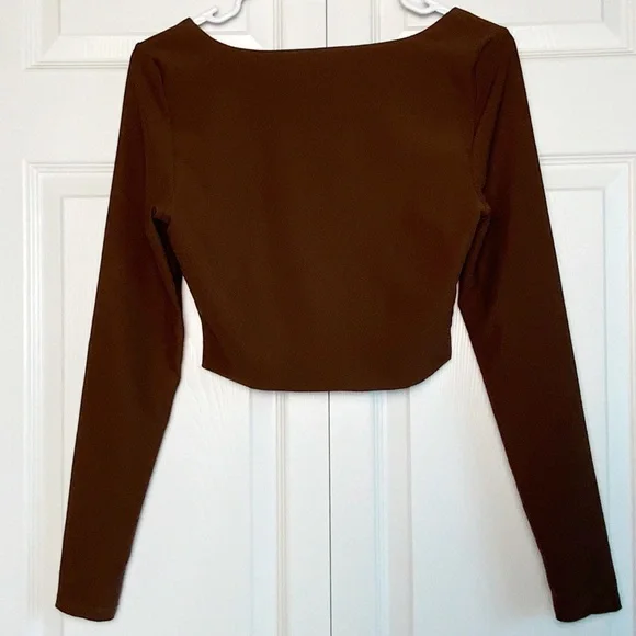 Cotton On Brown Long Sleeve Crop Top L - Picture 3 of 5